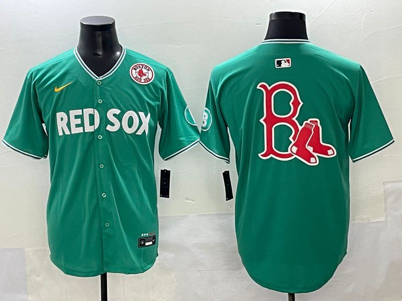 Men 2025 Boston Red Sox Blank Green Joint Name Nike MLB Jersey style 9->texas rangers->MLB Jersey